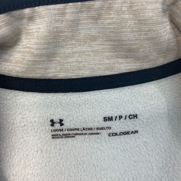 Under Armour Coldgear Sweatshirt Mens S Small Stone Beige Fleece Quarter Zip - Picture 7 of 12